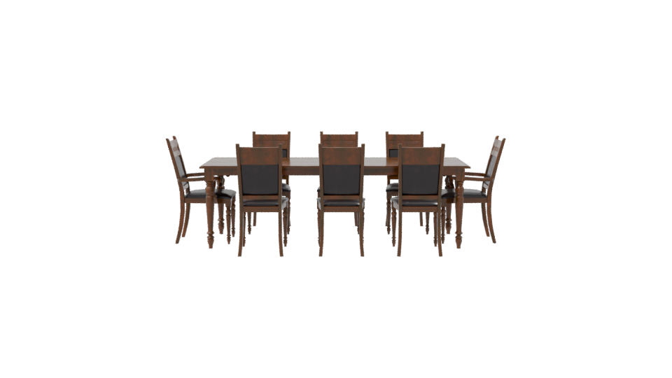 Elegant Wooden Dining Table Set 3D Model - Professional 3D Model Render 8