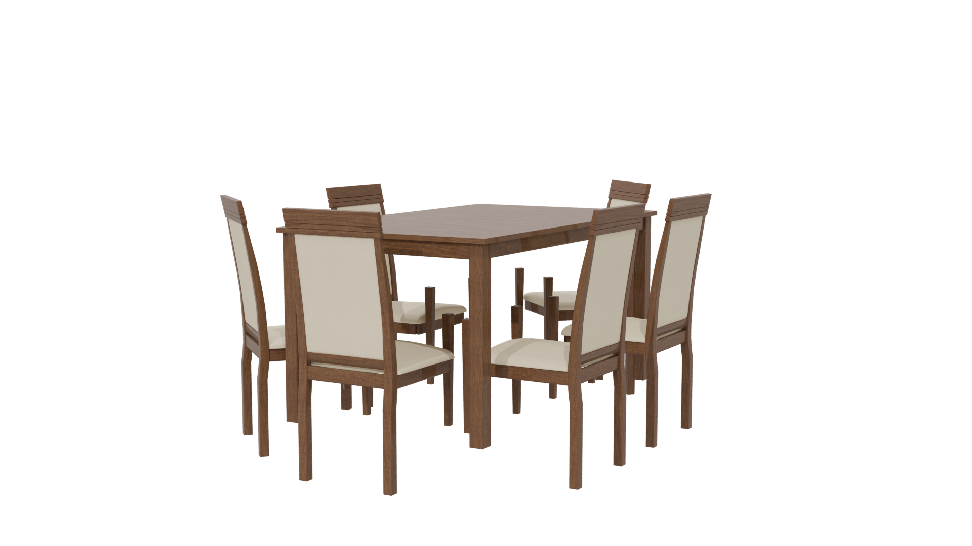 Elegant Wooden Dining Table Set 3D Model - Professional 3D Model Render 15