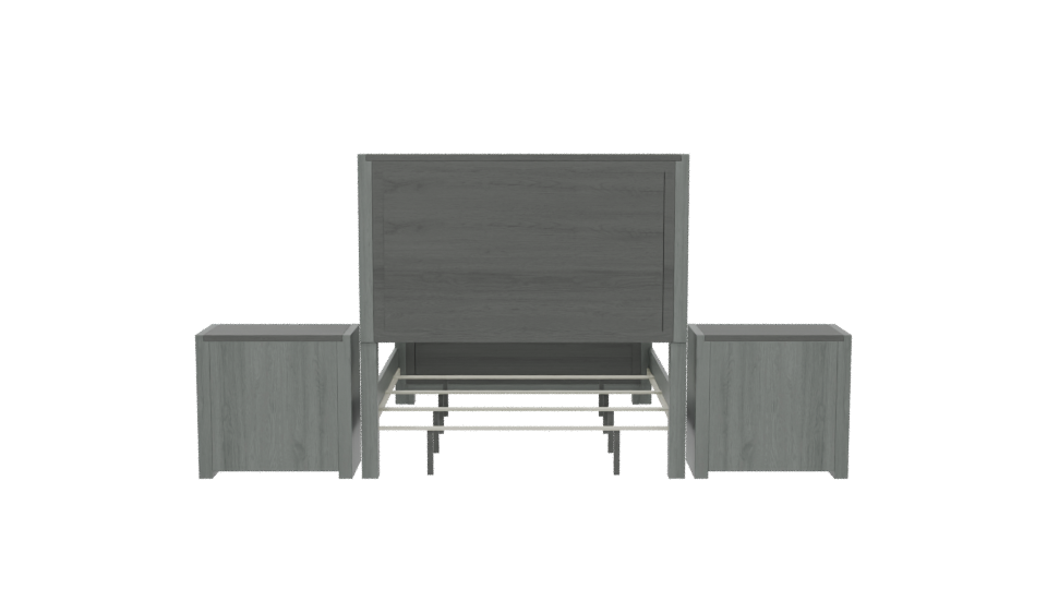 Stylish Modern Upholstered Bed Frame with Nightstands - Professional 3D Model Render 5