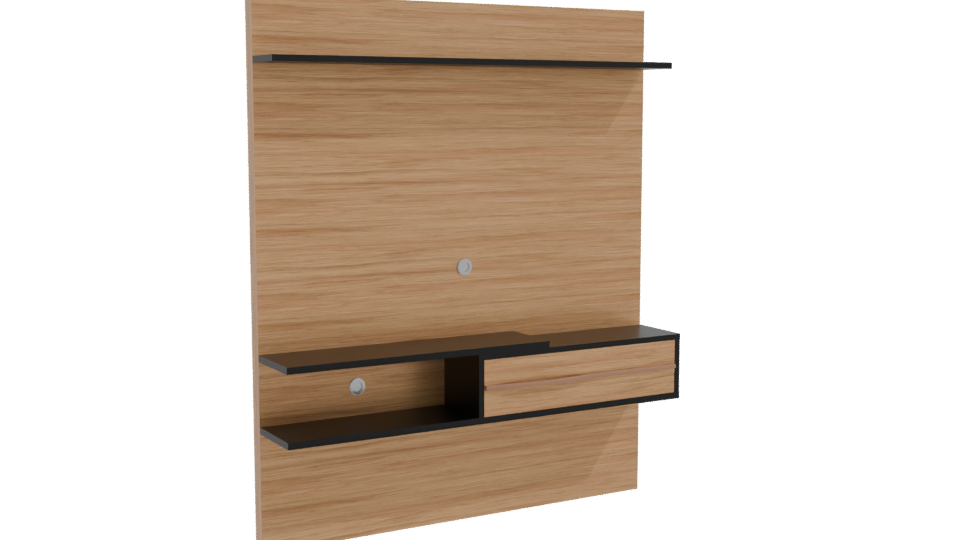 Minimalist Wooden Wall Unit 3D - Professional 3D Model Render 10