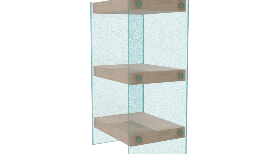 Minimalist Glass Wooden Shelf - Professional 3D Model Render 7