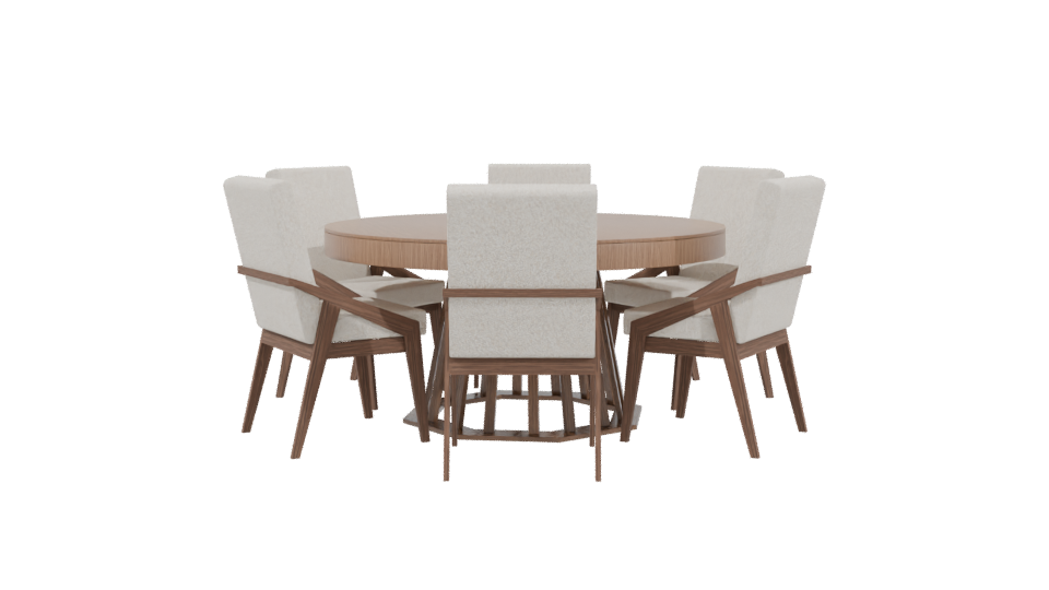 Stylish Round Dining Table Set - Professional 3D Model Render 3