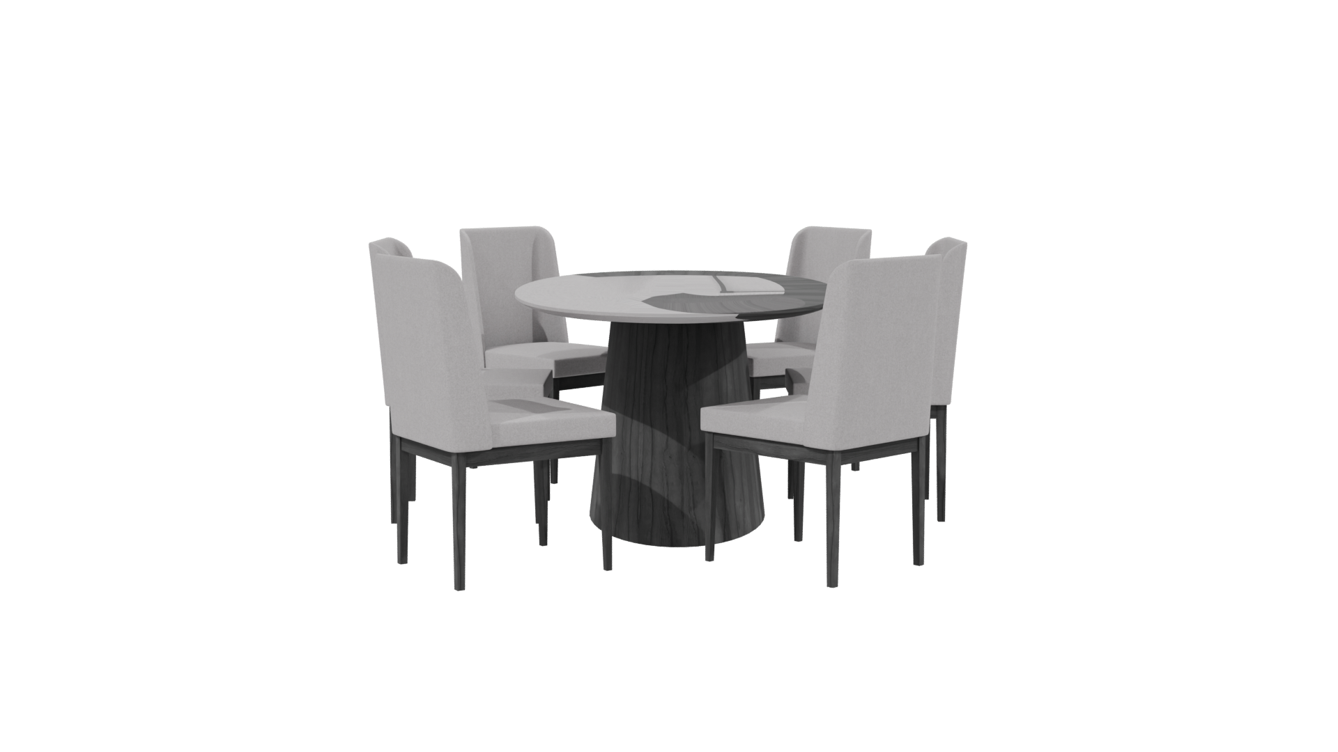 Stylish Round Dining Table Set - Professional 3D Model Render 2