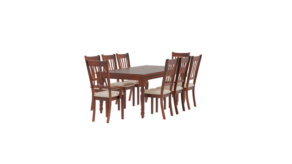 Elegant Wooden Dining Table with Chairs 3D Model - Professional 3D Model Render 9