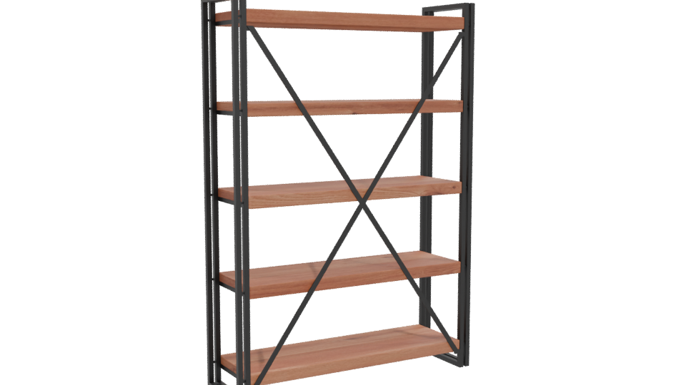 Industrial Style Wooden Shelving Unit - Professional 3D Model Render 4
