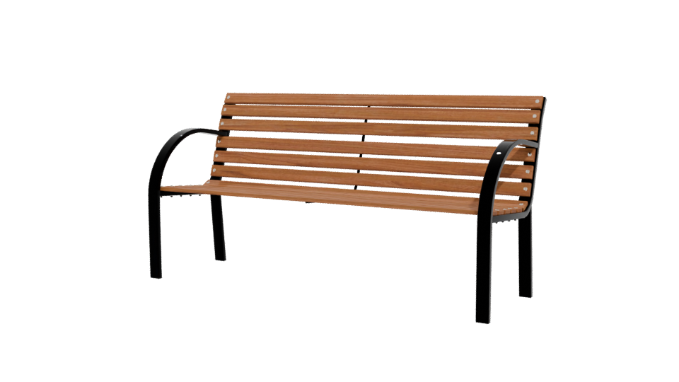 Stylish Outdoor Wooden Bench 3D Model - Professional 3D Model Render 12