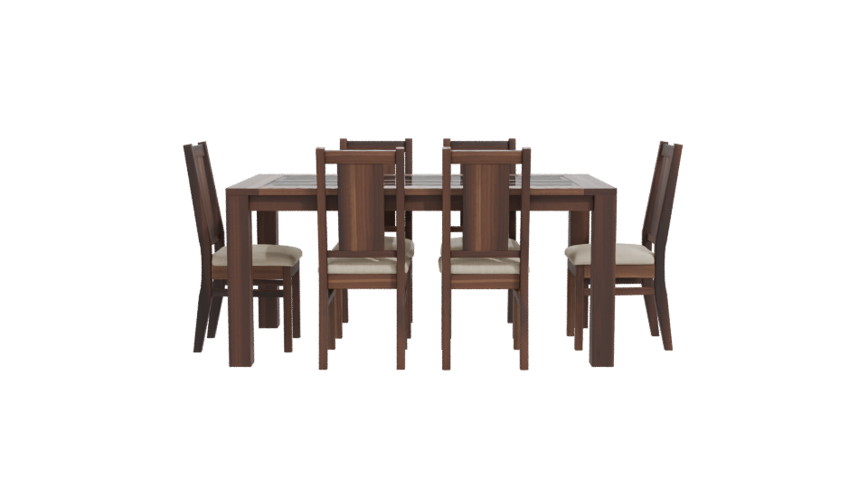 Stylish Wooden Dining Table Set - Professional 3D Model Render 11