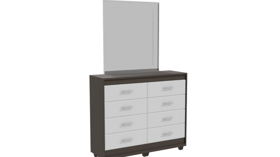Eight Drawer Dresser and Mirror 3D - Professional 3D Model Render 10