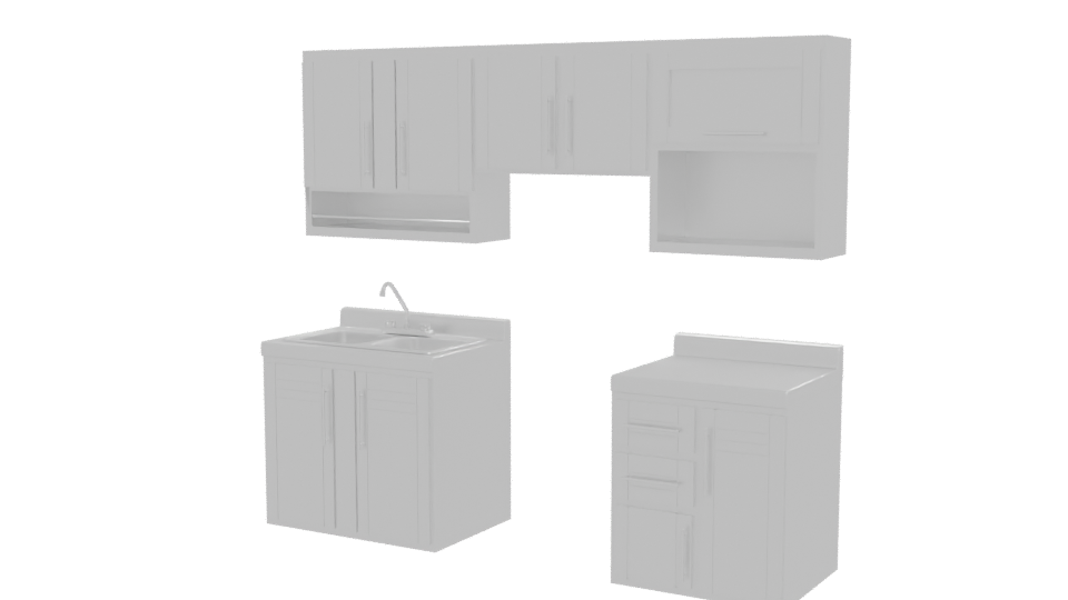 Sleek Modern Kitchen Cabinet Set - Professional 3D Model Render 12