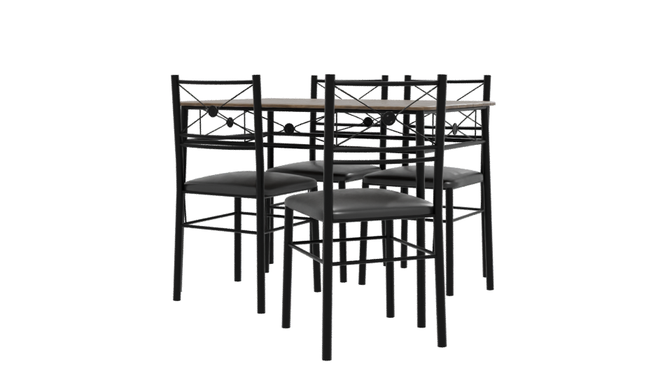 Stylish Wooden Dining Table Set - Professional 3D Model Render 12