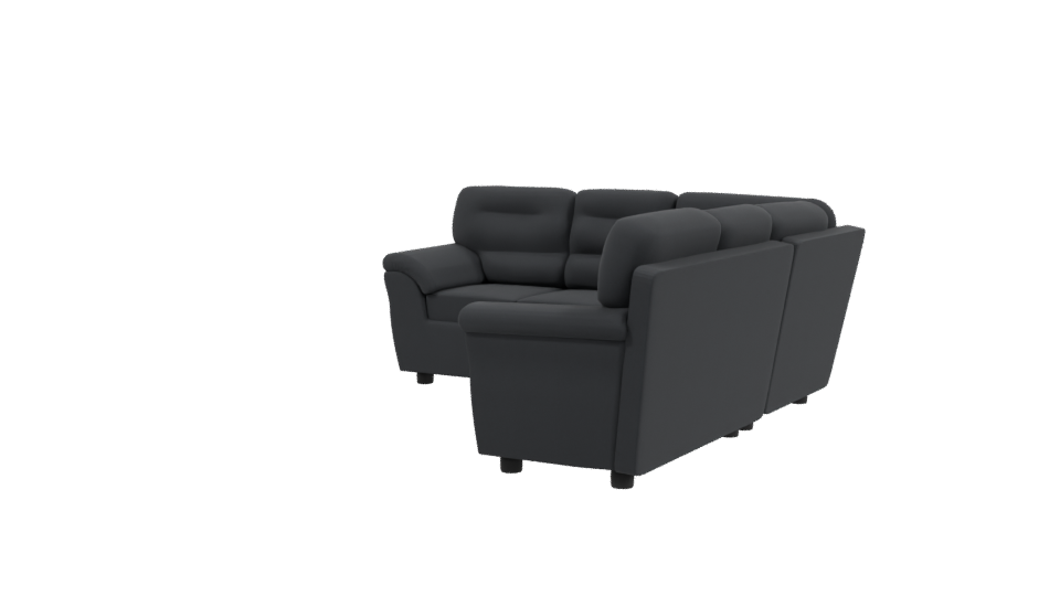 Stylish Black Sectional Sofa 3D - Professional 3D Model Render 3