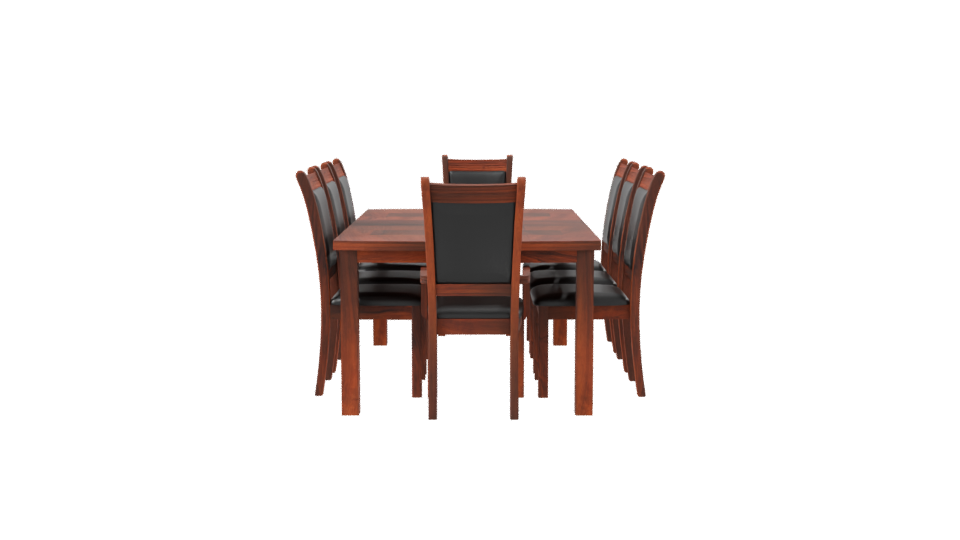 Elegant Wooden Dining Table with Chairs Set 3D Model - Professional 3D Model Render 8