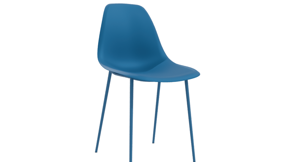 Sleek Blue Dining Chair Model - Professional 3D Model Render 10
