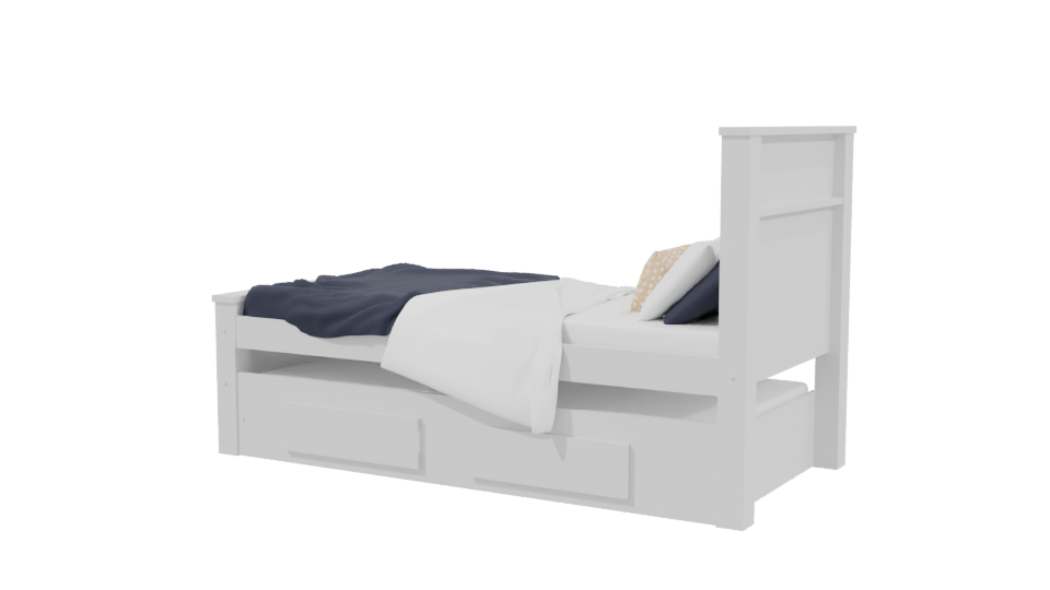 Stylish Minimalist Twin Bed Model - Professional 3D Model Render 3