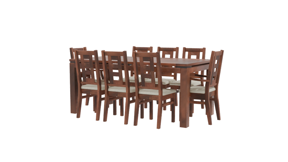 Elegant Wooden Dining Table Set - Professional 3D Model Render 9
