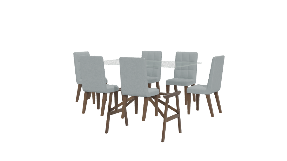 Stylish Glass Dining Table Set - Professional 3D Model Render 12