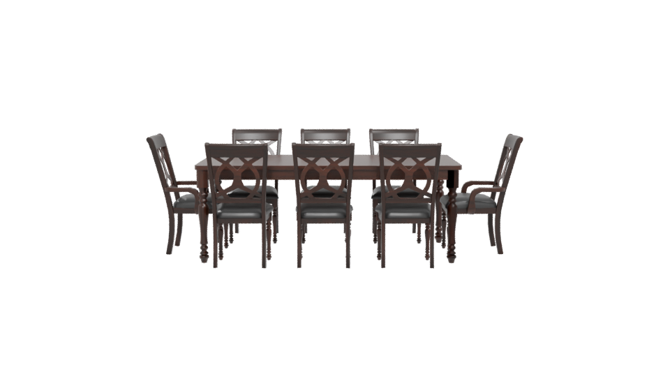 Elegant Wooden Dining Set Model - Professional 3D Model Render 5