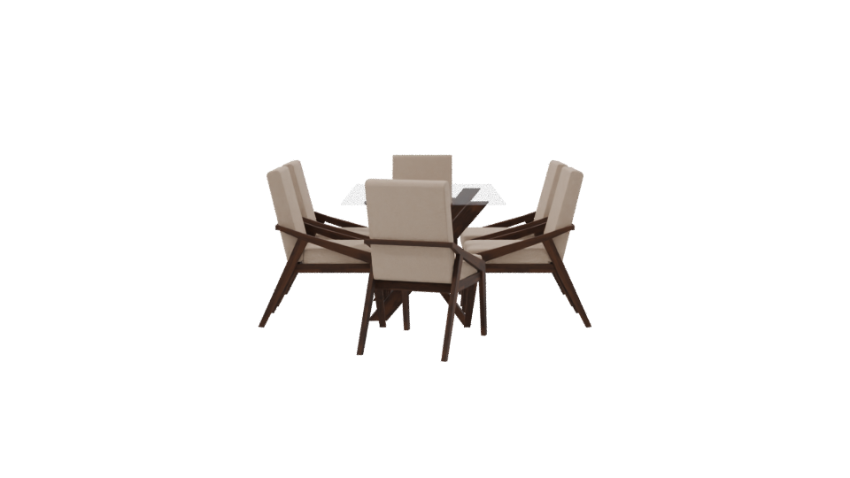 Stylish Glass Dining Table Set - Professional 3D Model Render 8