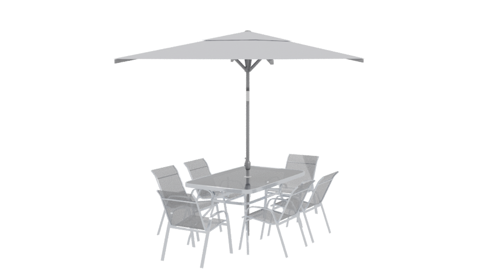 Stylish Outdoor Dining Set with Canopy 3D Model - Professional 3D Model Render 3