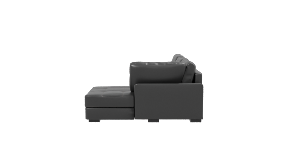Contemporary Black Leather Sectional Sofa 3D Model - Professional 3D Model Render 2