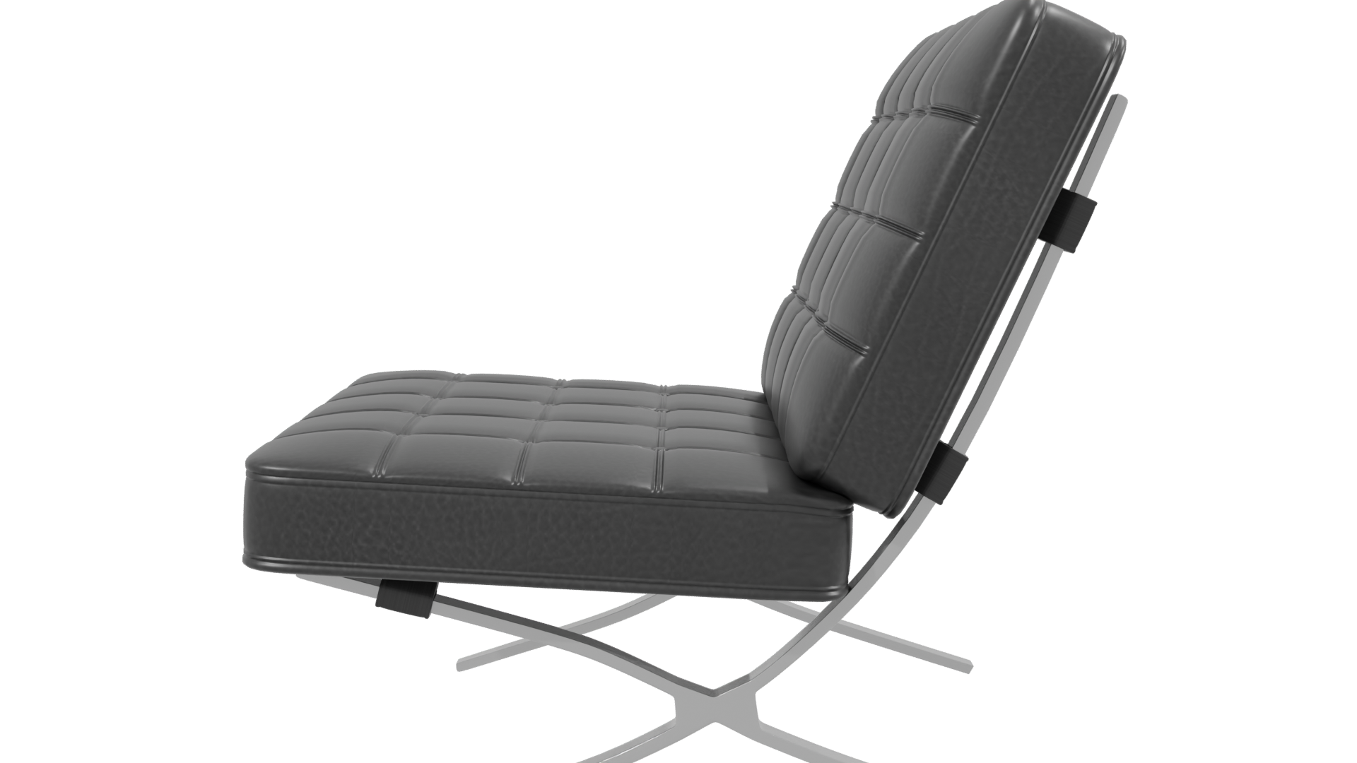 Stylish Black Minimalist Lounge Chair 3D Model - Professional 3D Model Render 2
