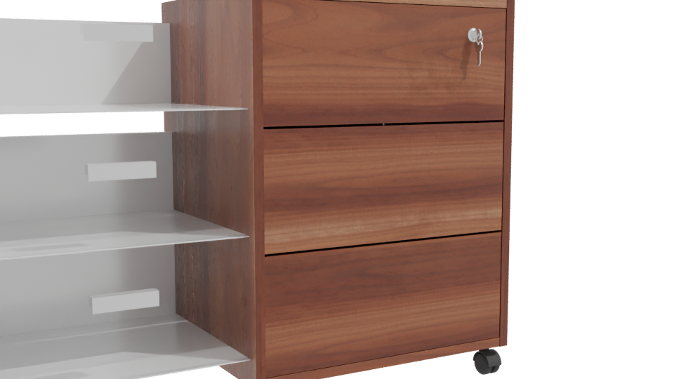 Stylish Wooden Filing Cabinet 3D - Professional 3D Model Render 10