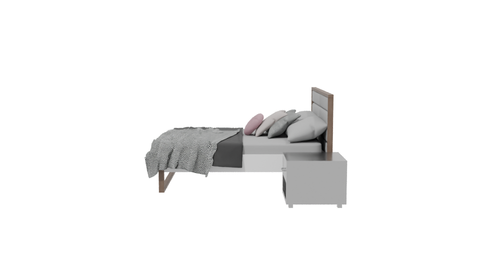 Modern Queen Bed with Nightstands 3D - Professional 3D Model Render 2