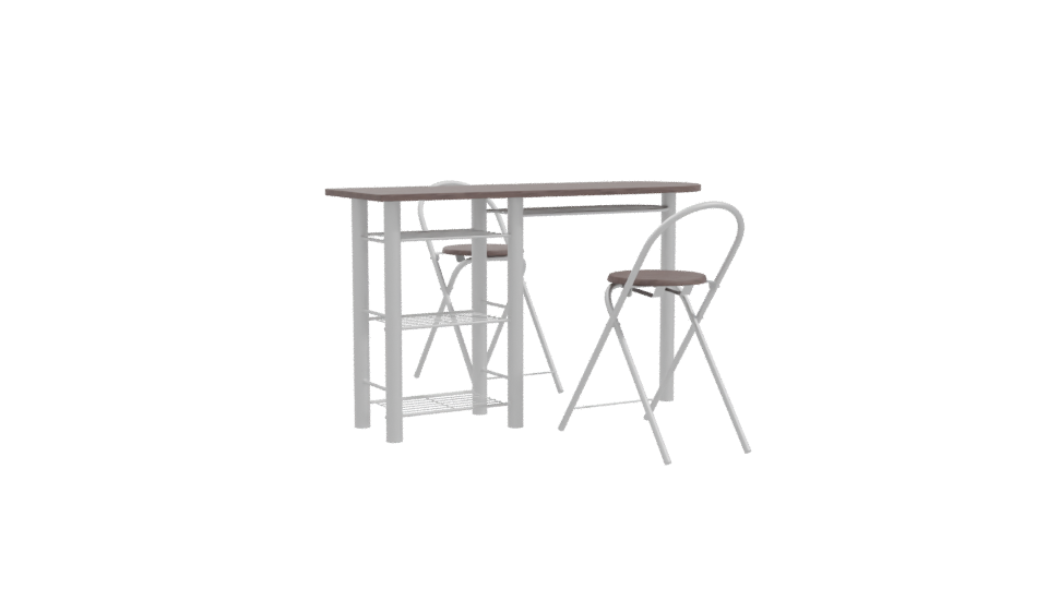 Stylish Modern Bar Table with Stools 3D Model - Professional 3D Model Render 10