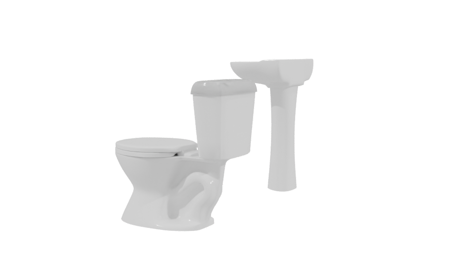 Elegant Bathroom Sink and Toilet - Professional 3D Model Render 3