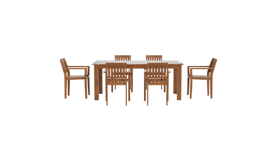 Elegant Wooden Outdoor Dining Set 3D Model - Professional 3D Model Render 11