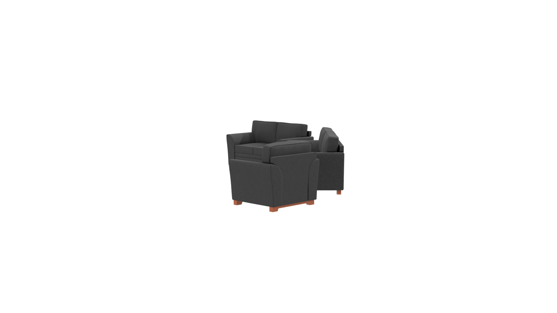 Stylish Black Sofa Set 3D - Professional 3D Model Render 2
