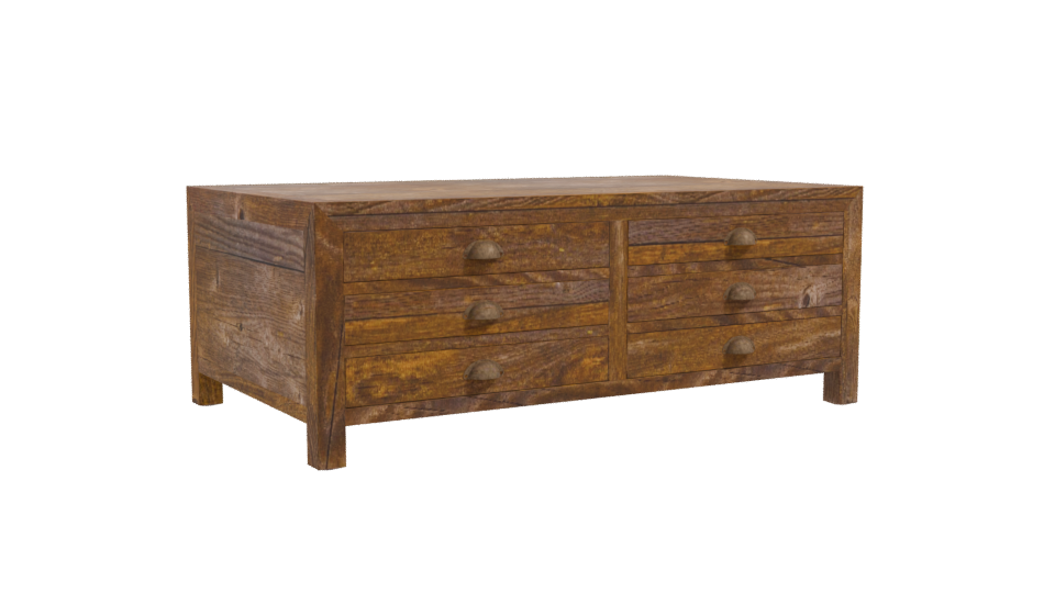 Vintage Wooden Storage Table Model - Professional 3D Model Render 10