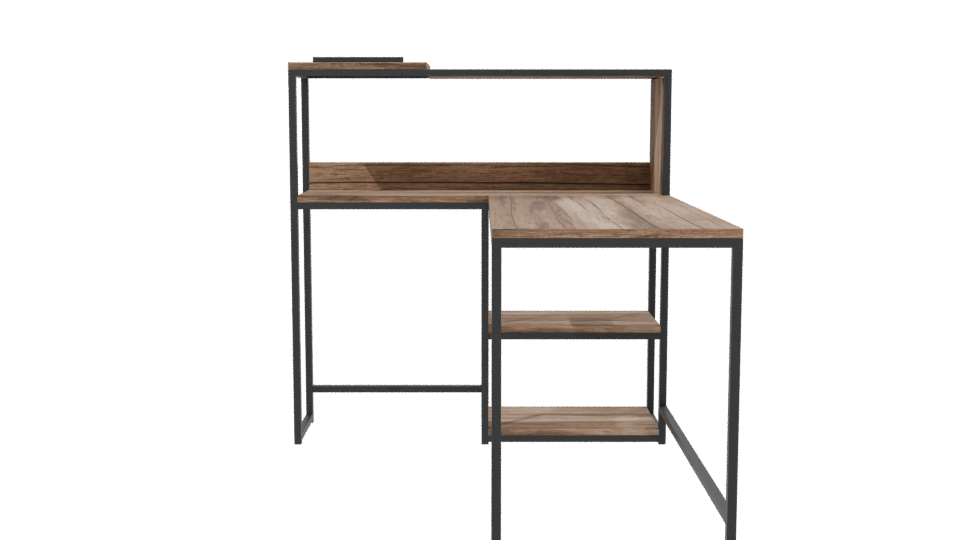 Industrial Wood and Metal Desk 3D - Professional 3D Model Render 2