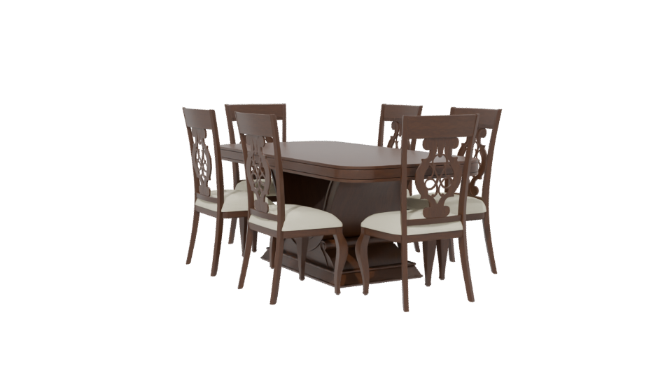 Elegant Wooden Dining Table Set - Professional 3D Model Render 13