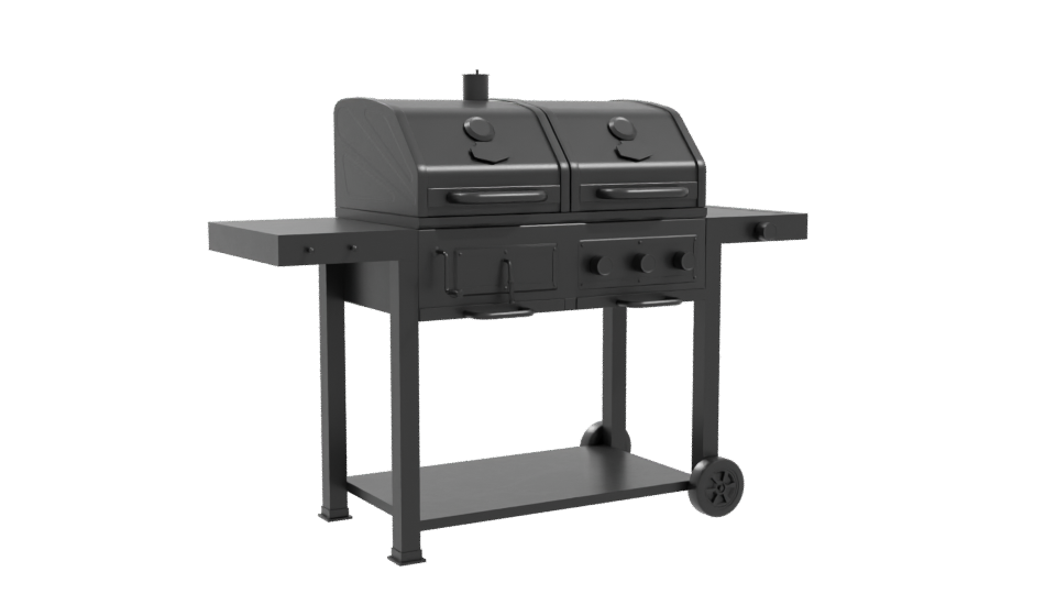 Stylish Dual Chamber BBQ Grill 3D Model - Professional 3D Model Render 10