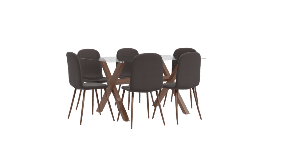 Elegant Glass Top Dining Set - Professional 3D Model Render 10