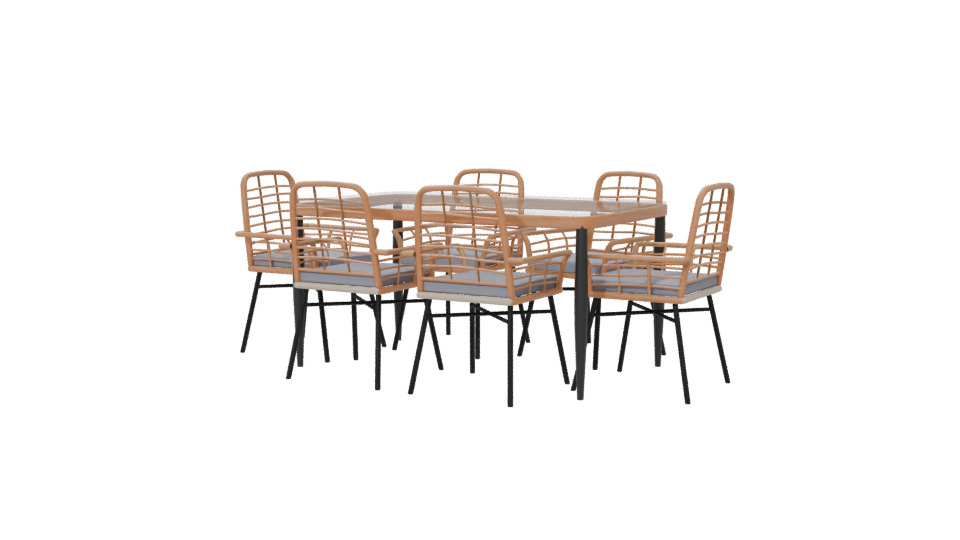 Stylish Outdoor Dining Table and Chairs Set 3D Model - Professional 3D Model Render 6