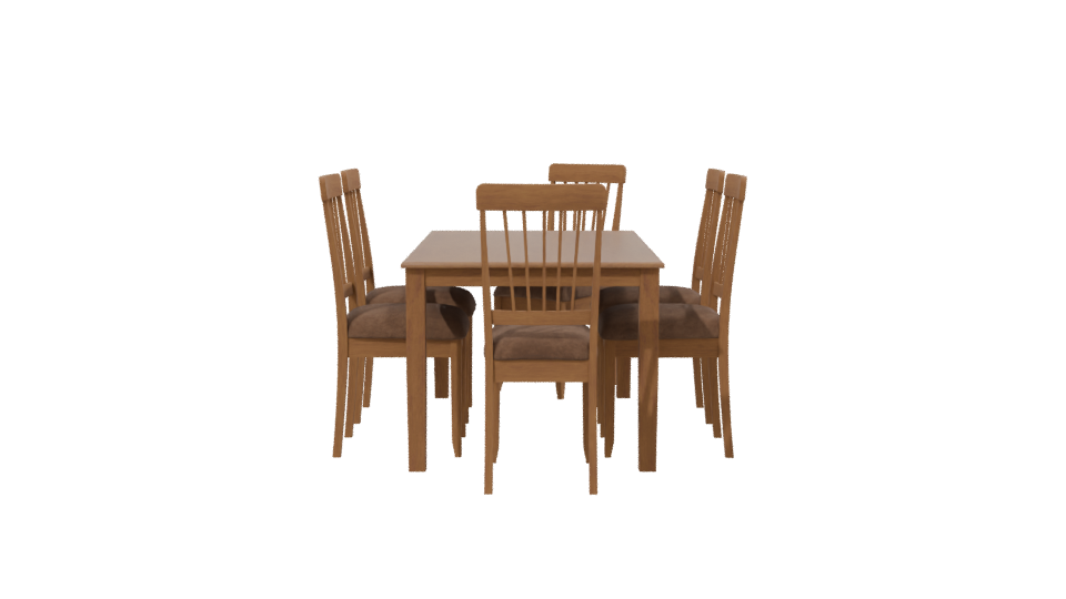 Stylish Wooden Dining Table Set 3D Model - Professional 3D Model Render 2