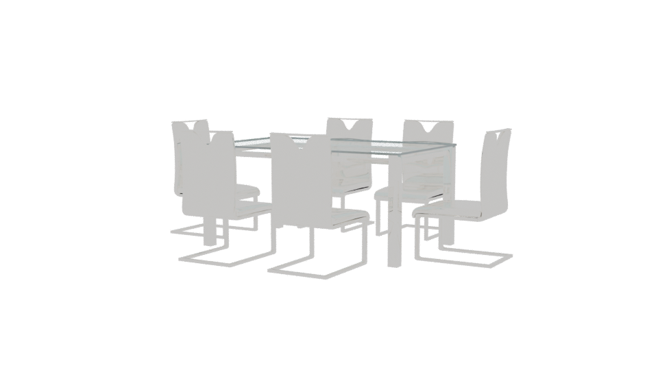 Elegant Glass Dining Table Set - Professional 3D Model Render 6