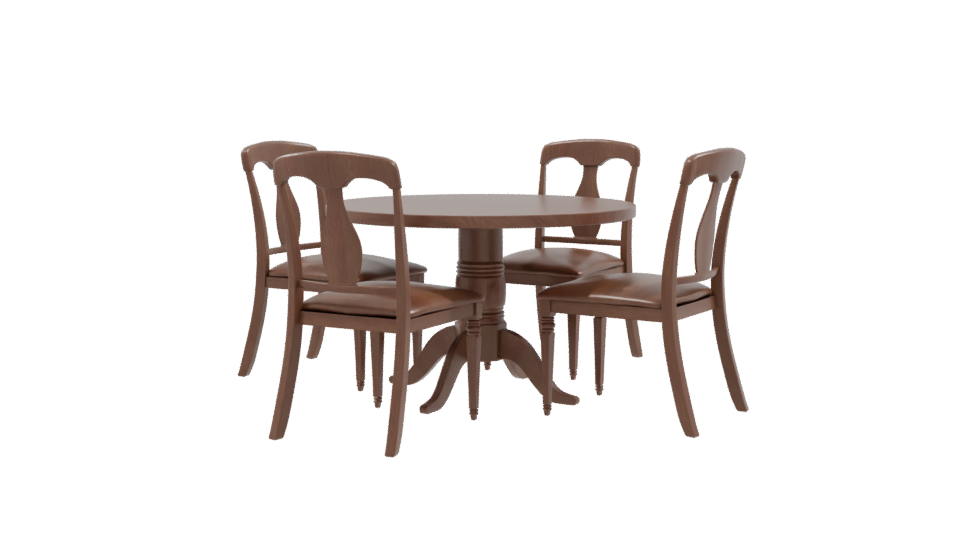 Elegant Wooden Dining Set 3D - Professional 3D Model Render 9