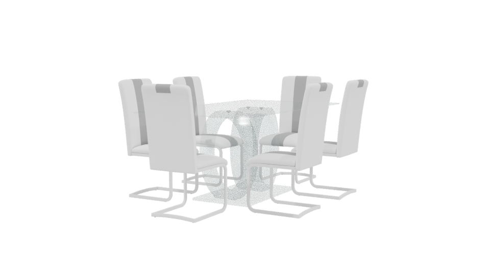 Contemporary Glass Dining Table Set - Professional 3D Model Render 3