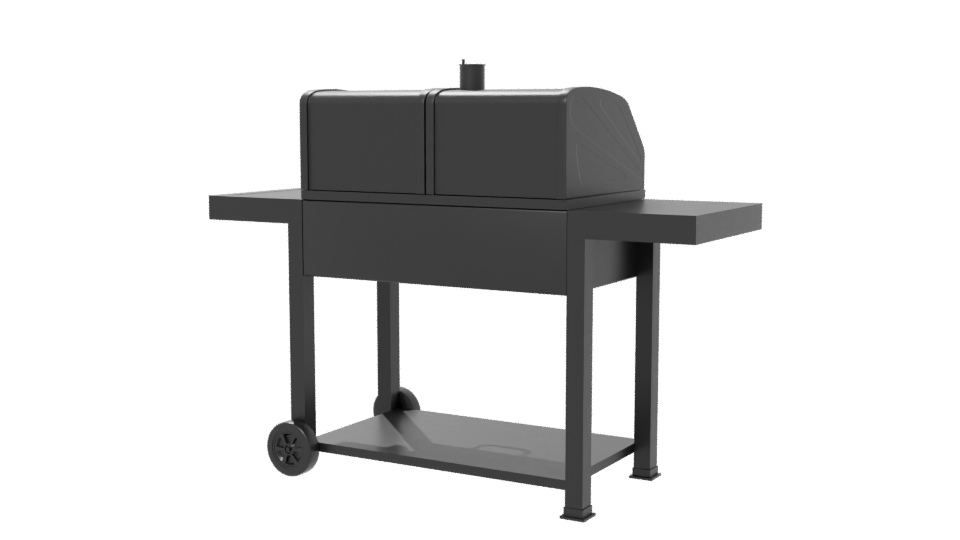 Stylish Dual Chamber BBQ Grill 3D Model - Professional 3D Model Render 6