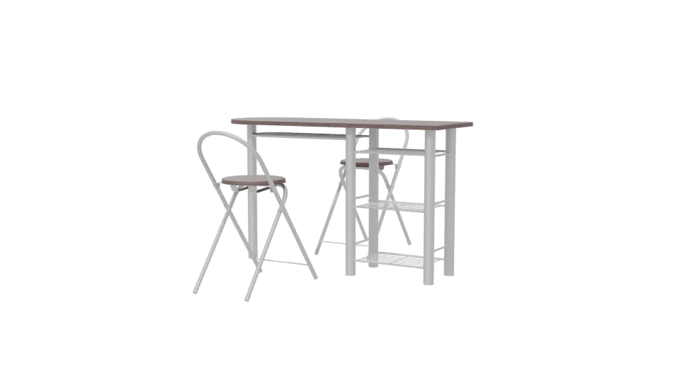 Stylish Modern Bar Table with Stools 3D Model - Professional 3D Model Render 6