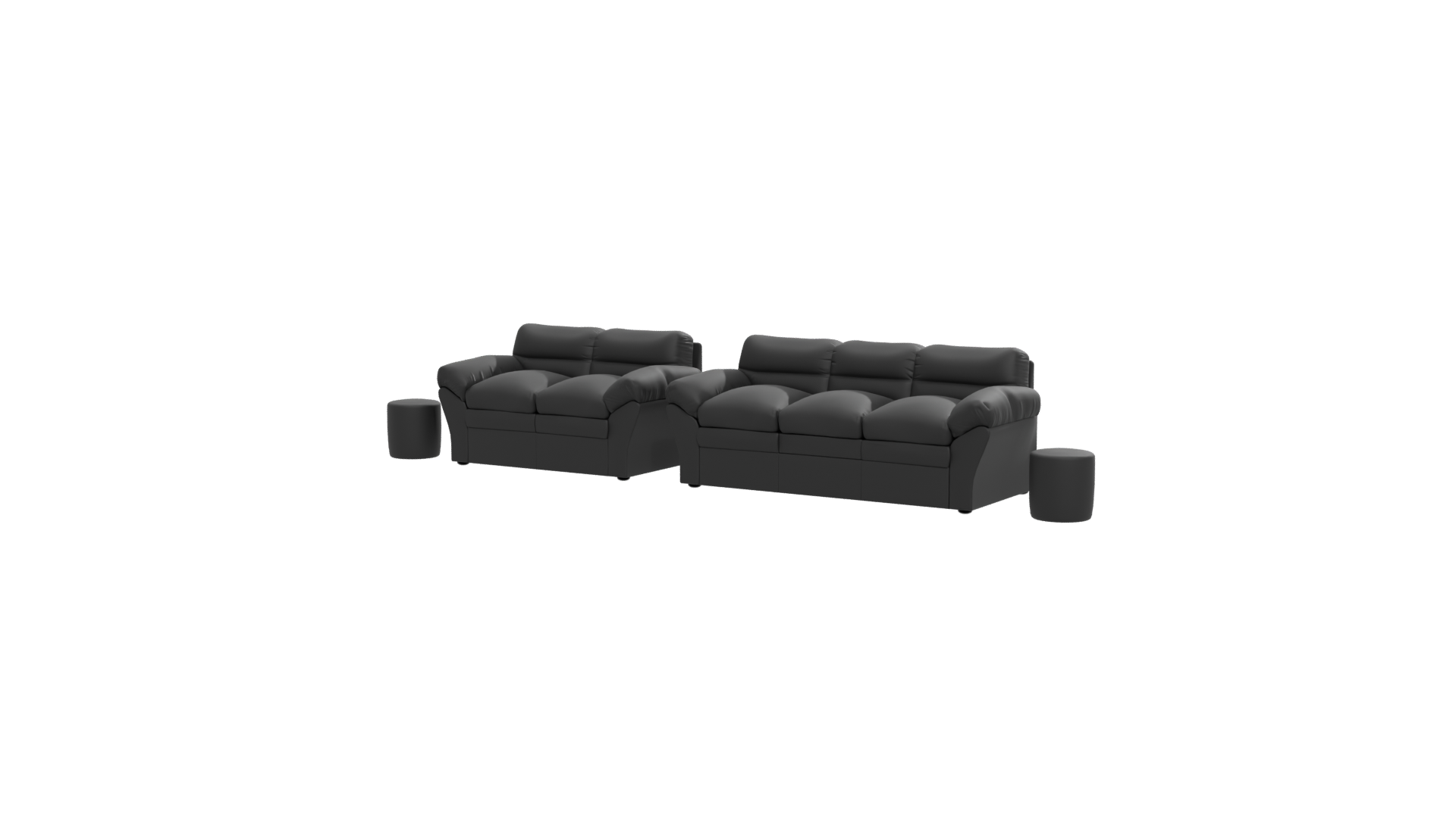 Contemporary Black Sofa Set - Professional 3D Model Render 12