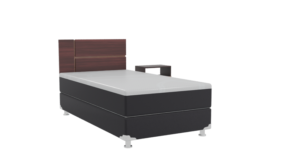 Stylish Minimalist Single Bed with Nightstand 3D Model - Professional 3D Model Render 10