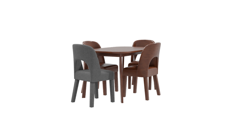 Stylish Wooden Dining Table Set - Professional 3D Model Render 9