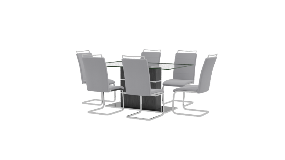 Modern Glass Dining Table Set - Professional 3D Model Render 9