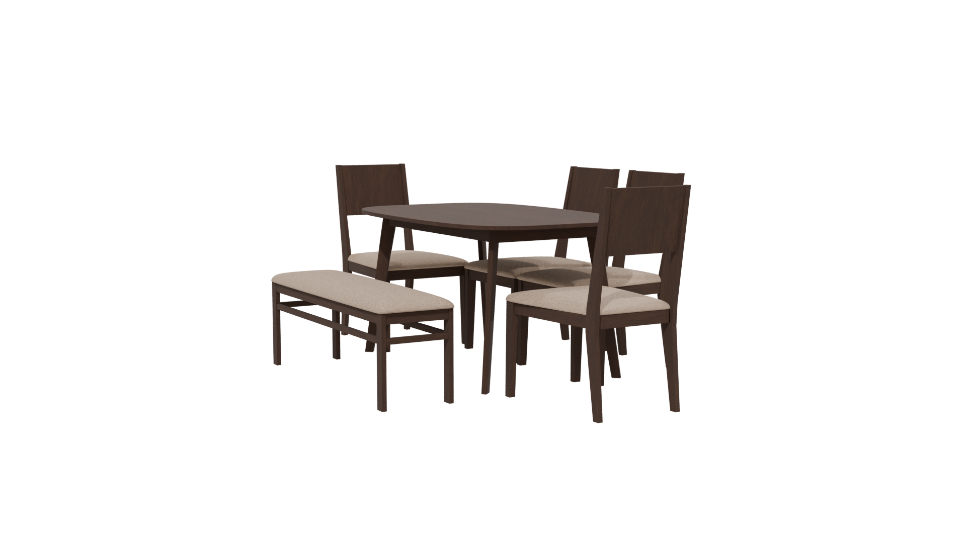 Stylish Wooden Dining Set 3D Model - Professional 3D Model Render 13