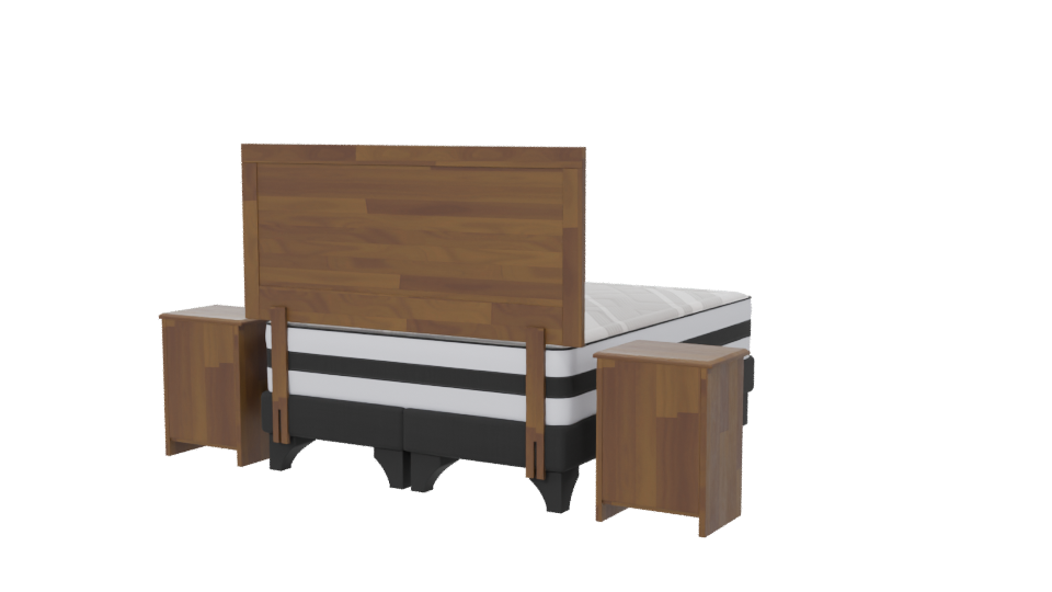 Elegant Wooden Bed Set 3D - Professional 3D Model Render 6