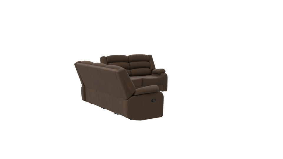 Elegant Brown Reclining Sofa Set 3D Model - Professional 3D Model Render 7